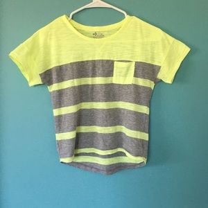 Yellow and grey striped t-shirt